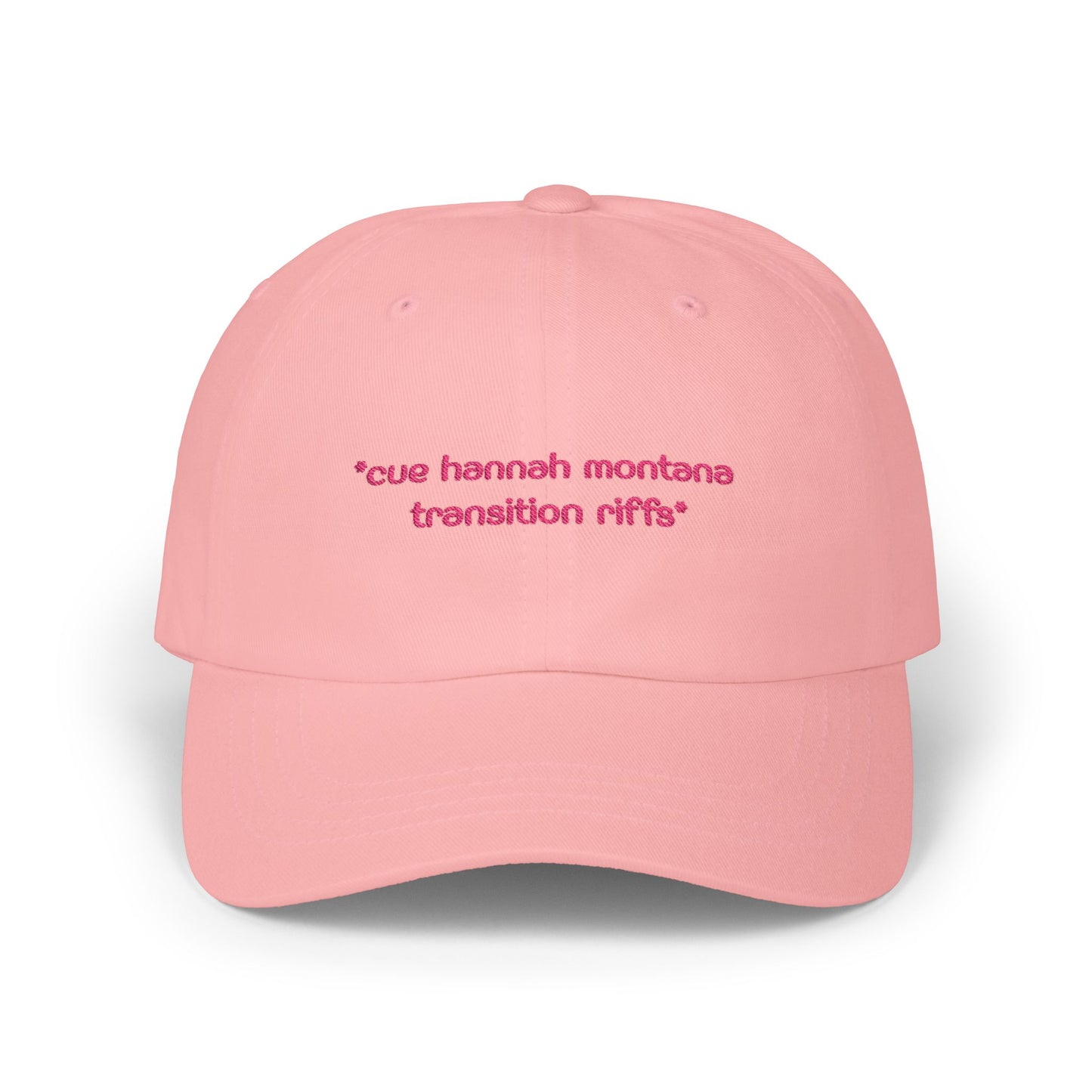 "Cue Hannah Montana Transition Riffs" Embroidered White Baseball Hat